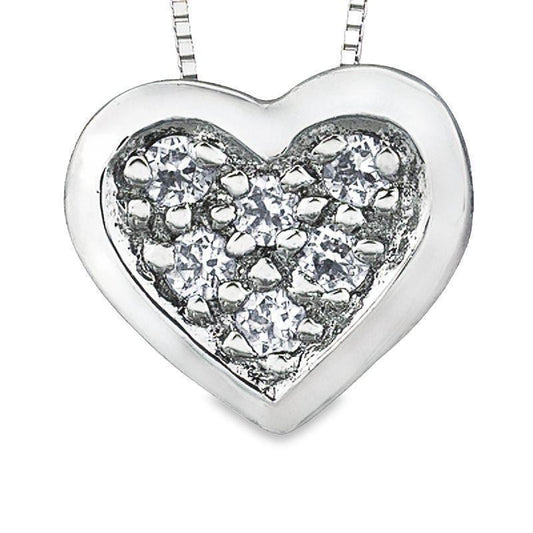 10K White Gold 0.05TDW Diamond Heart Pendant