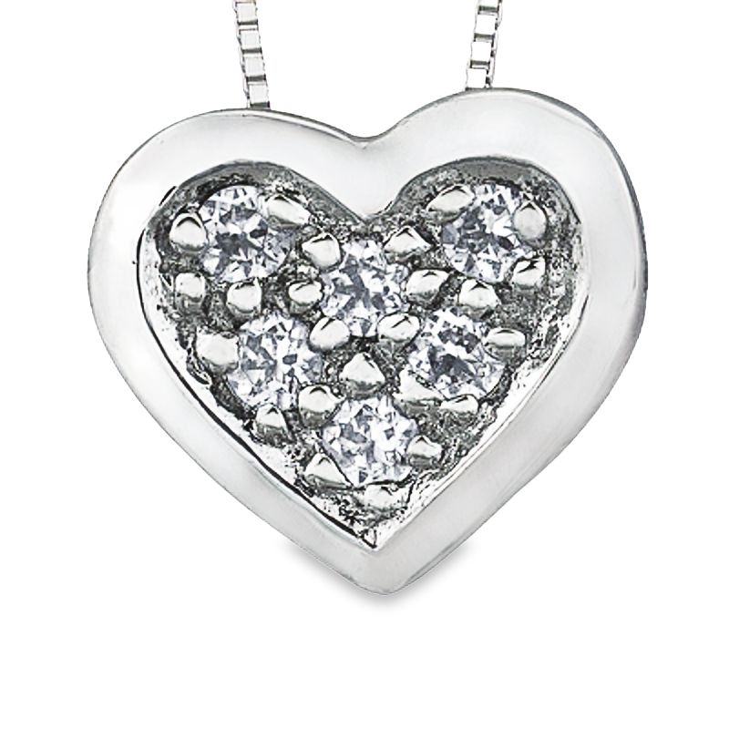 10K White Gold 0.05TDW Diamond Heart Pendant