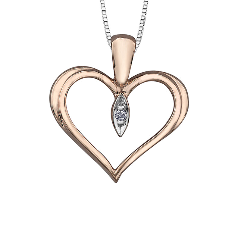 10K Rose Gold Diamond Heart Pendant