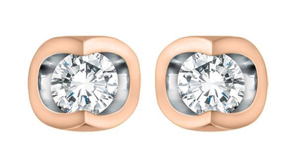 10K Rose Gold 0.06TDW Diamond Earrings