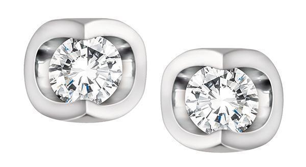 10K White Gold 0.06TDW Diamond Earrings