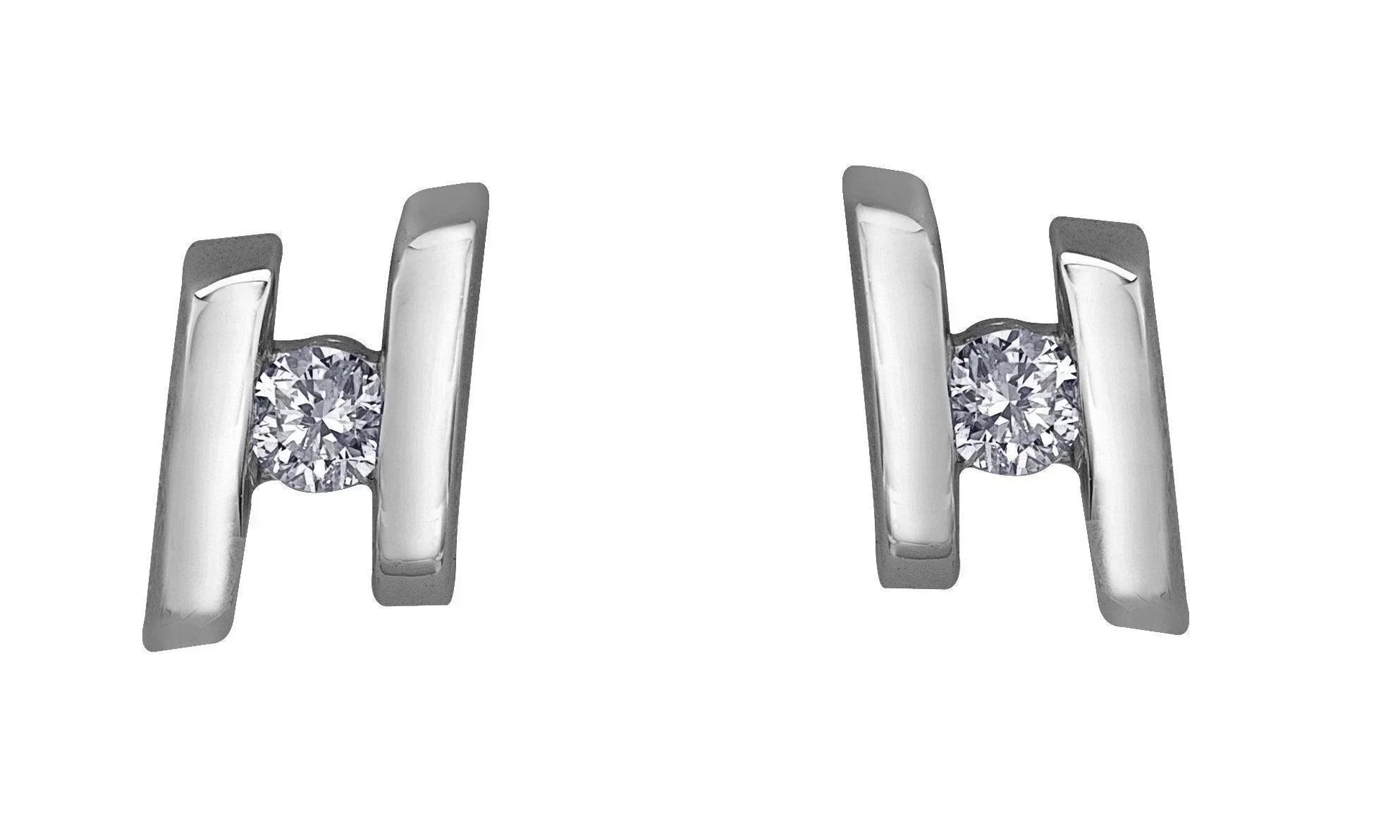 10K White Gold 0.07TDWW Diamond Earrings