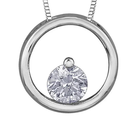 10K White Gold 0.075TDW Diamond Circle Pendant