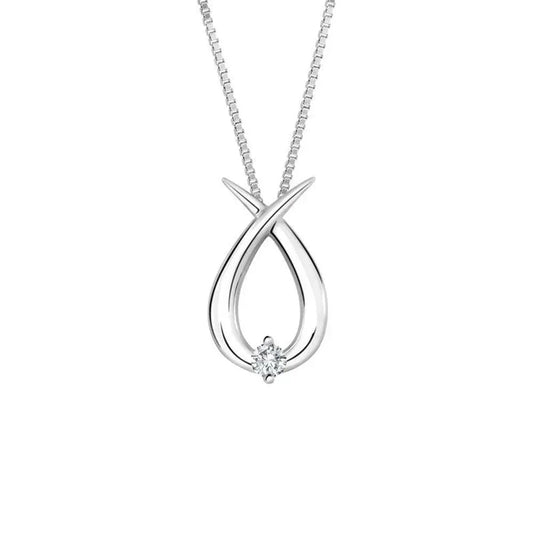 10K White Gold 0.04TDW Diamond Pendant 20081