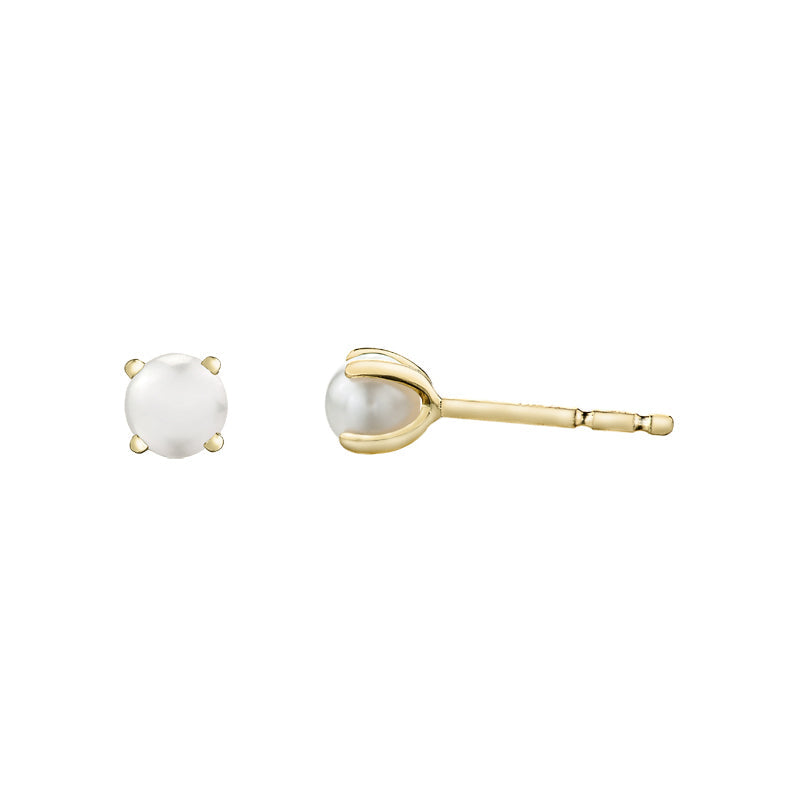 10K Yellow Gold 4mm Pearl Gemstone Earrings