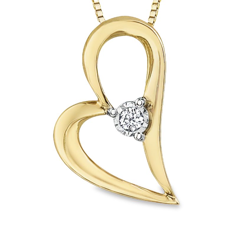 10K Yellow Gold 0.02TDW Diamond Heart Pendant