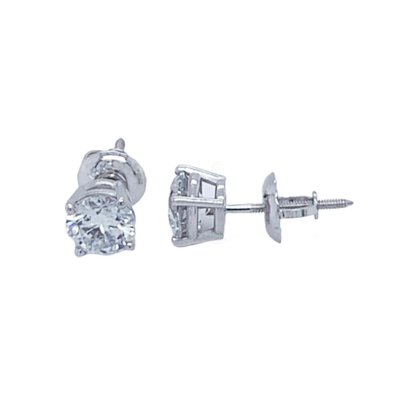 14K White Gold 1.0TDW Lab Grown Round Diamond Solitaire Stud Earrings