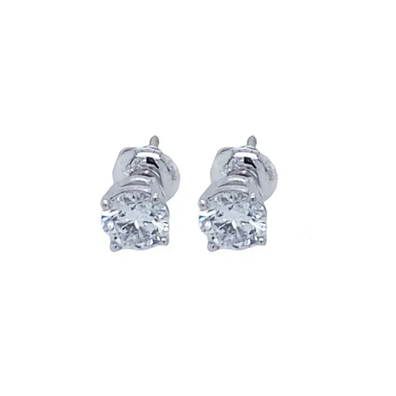 14K White Gold 1.00TDW Lab Grown Round Diamond Solitaire Stud Earrings