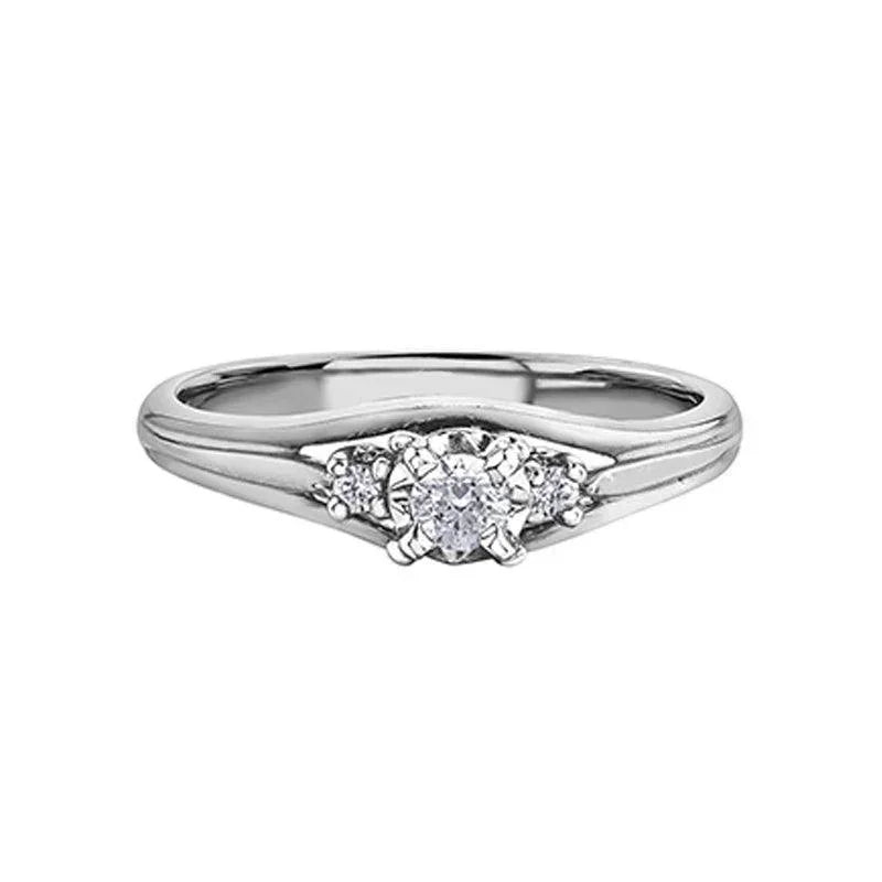 0.18TDW Diamond Engagement Ring in 10K White Gold with Side Diamonds