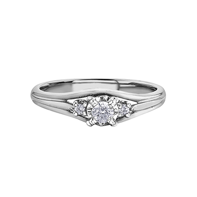 0.18TDW Diamond Engagement Ring in 10K White Gold with Side Diamonds