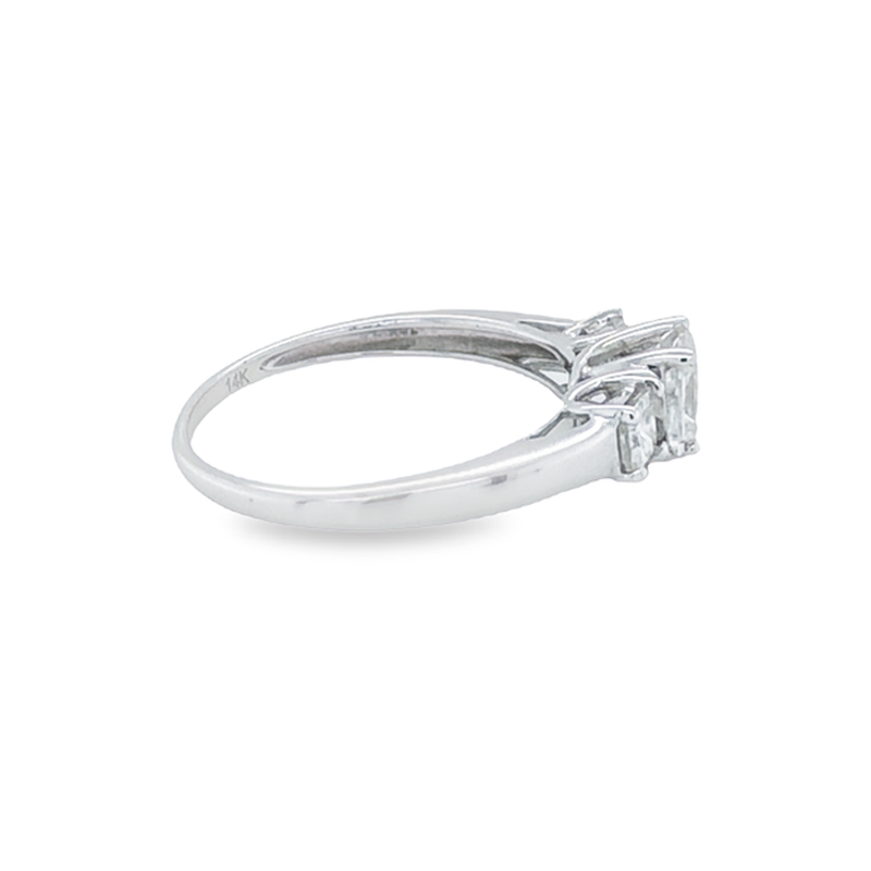 14K White Gold 0.90TDW Past Present and Future Princess Cut Diamond Engagement Ring