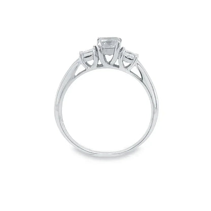 14K White Gold 0.90TDW Past Present and Future Princess Cut Diamond Engagement Ring