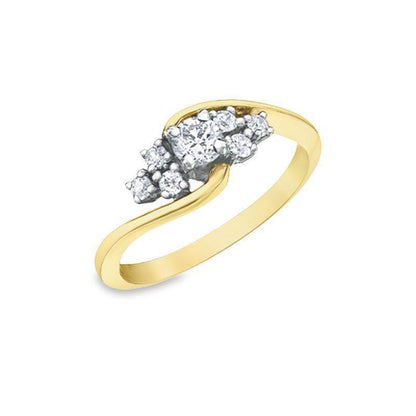 10K Yellow and White Gold 0.41TDW Diamond & 0.23 CT Canadian Diamond Wedding Set