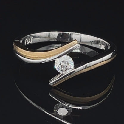 0.15CT Diamond Solitaire Ring In 10K Yellow And White Gold