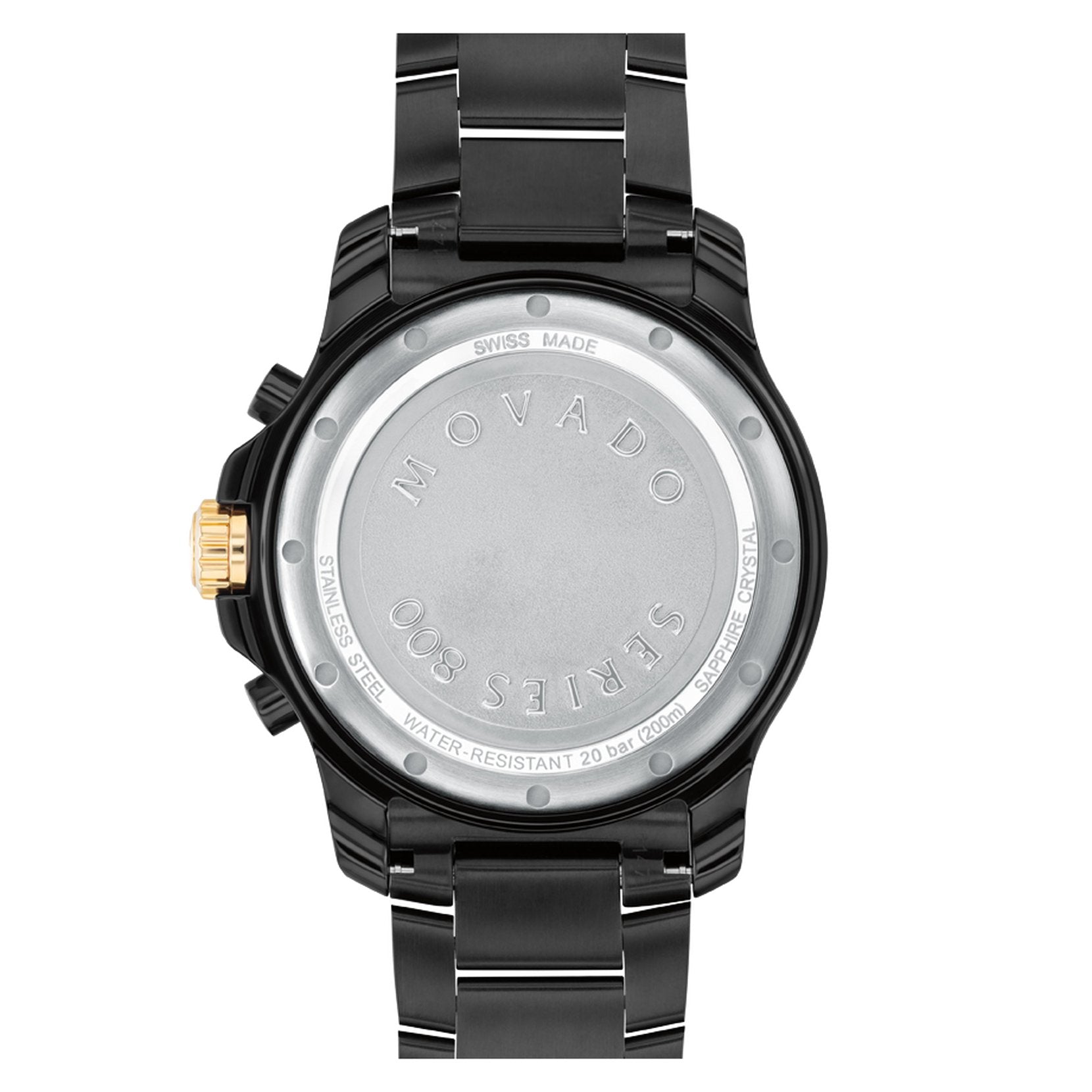 Movado stainless steel online water resistant sapphire crystal