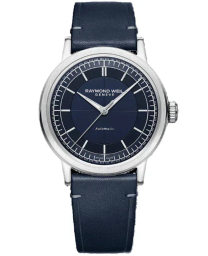 Raymond Weil Millesime Men’s Automatic Blue Leather Strap Watch 2925-stc-50001
