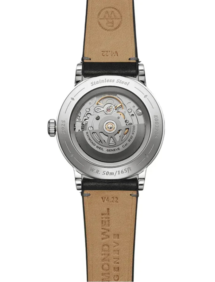 Raymond Weil Millesime Mens Automatic Black Leather Strap Watch 2925-stc-60001