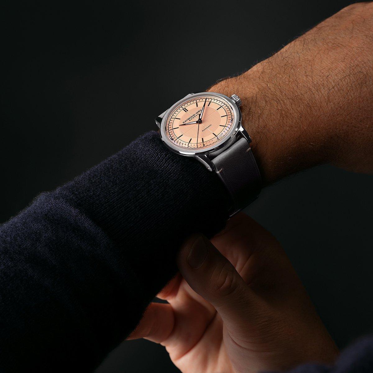 Raymond Weil Millesime Mens Automatic Grey Leather Strap Watch 2925-stc-80001