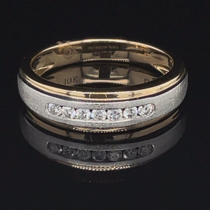 Solid 10k Two Tone Gold Women's Round Diamond Wedding Anniversary Band With 0.15TDW