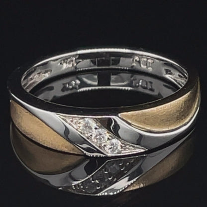 10K Yellow and White Gold 0.05TDW Diamond Wedding Band