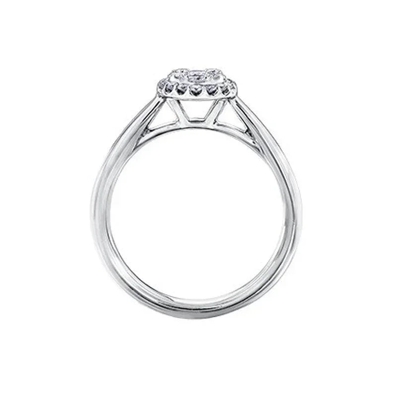 14K White Gold Diamond Ring with 1.00 Carat Cluster Solitaire