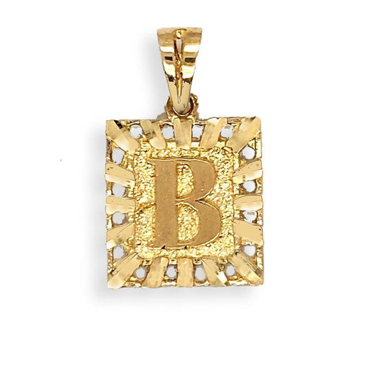 10 Karat Yellow Gold Initial Letter B Square Pendant