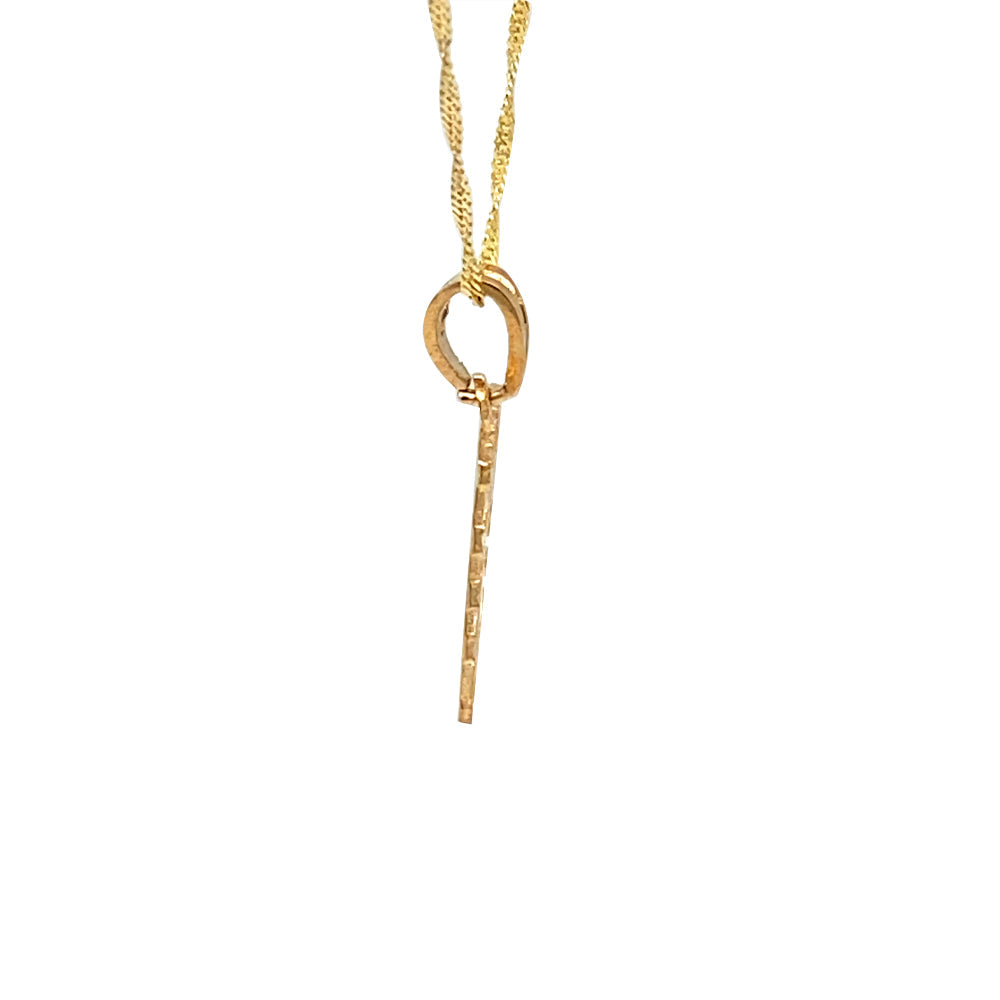 10K Solid Yellow Gold Initial Letter I Square Pendant