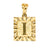 10K Solid Yellow Gold Initial Letter I Square Pendant