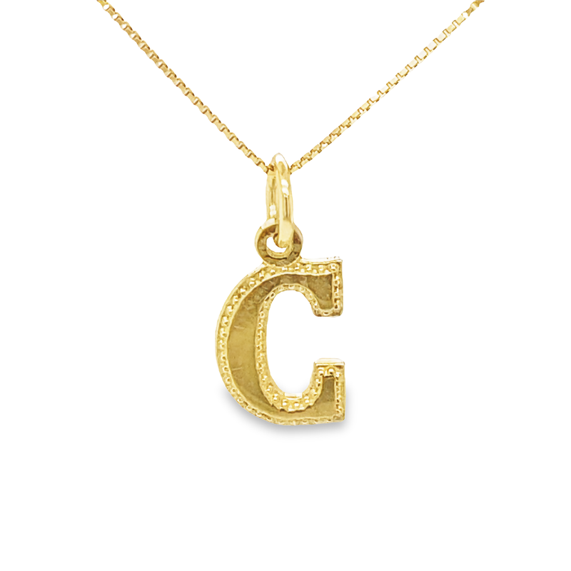 10K Yellow Gold Letter Initial C Pendant