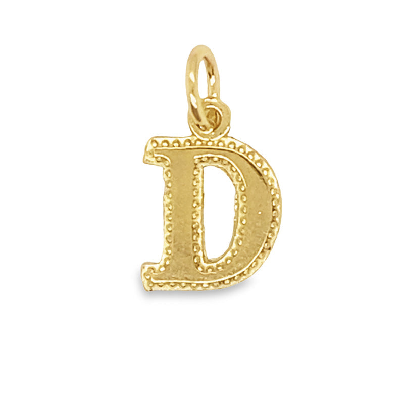 Initial Letter D Pendant in Solid 10K Yellow Gold