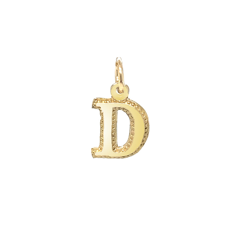 Initial Letter D Pendant in Solid 10K Yellow Gold