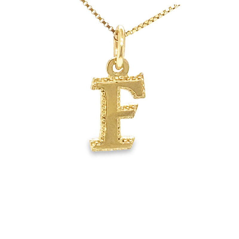 Elegant Initial Letter F Pendant in 10 karat Yellow Gold