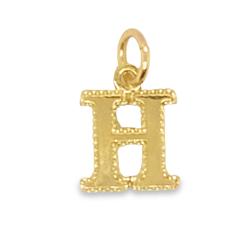 10K Yellow Gold Initial Letter H Pendant