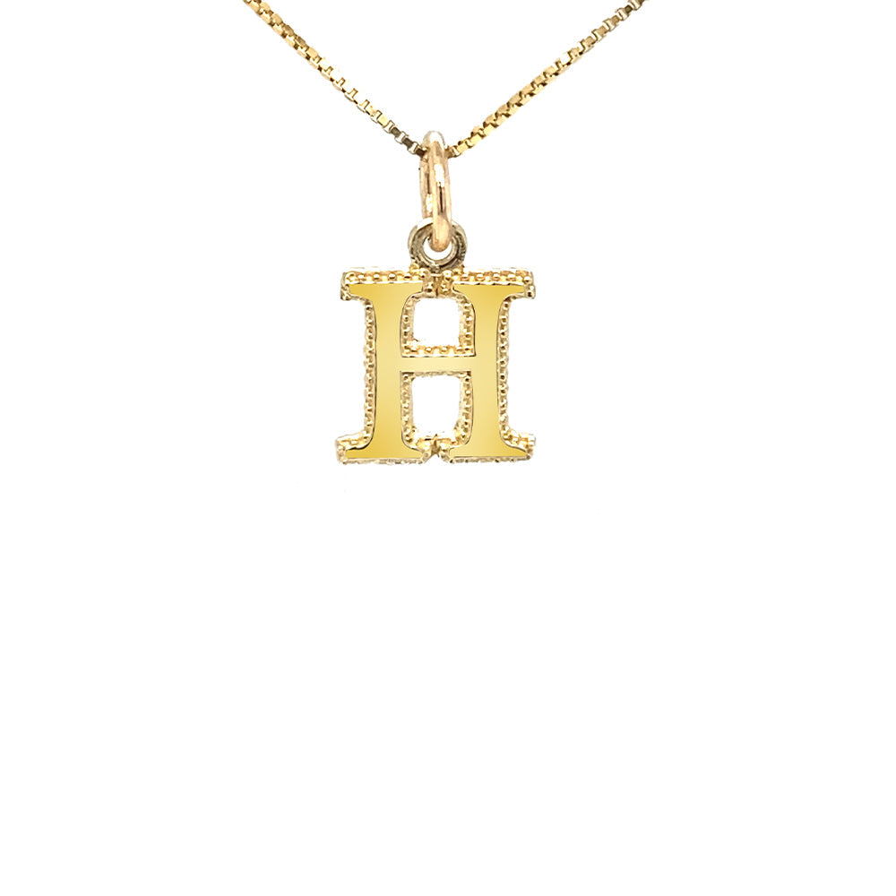 10K Yellow Gold Initial Letter H Pendant