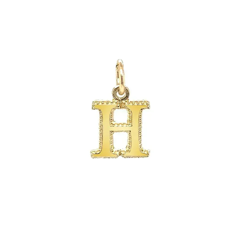 10K Yellow Gold Initial Letter H Pendant