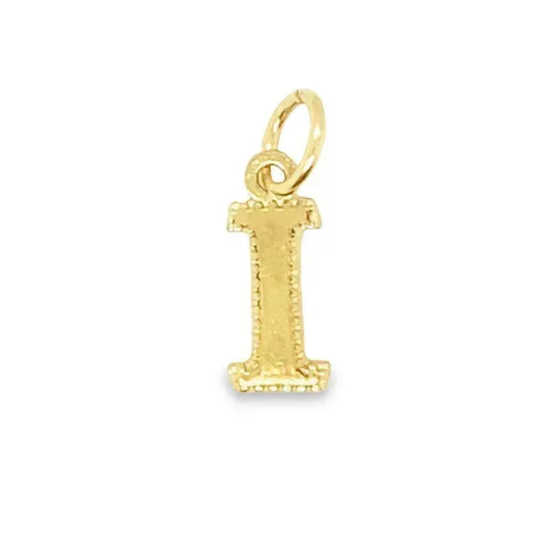 Initial Letter I Pendant in 10K Yellow Gold