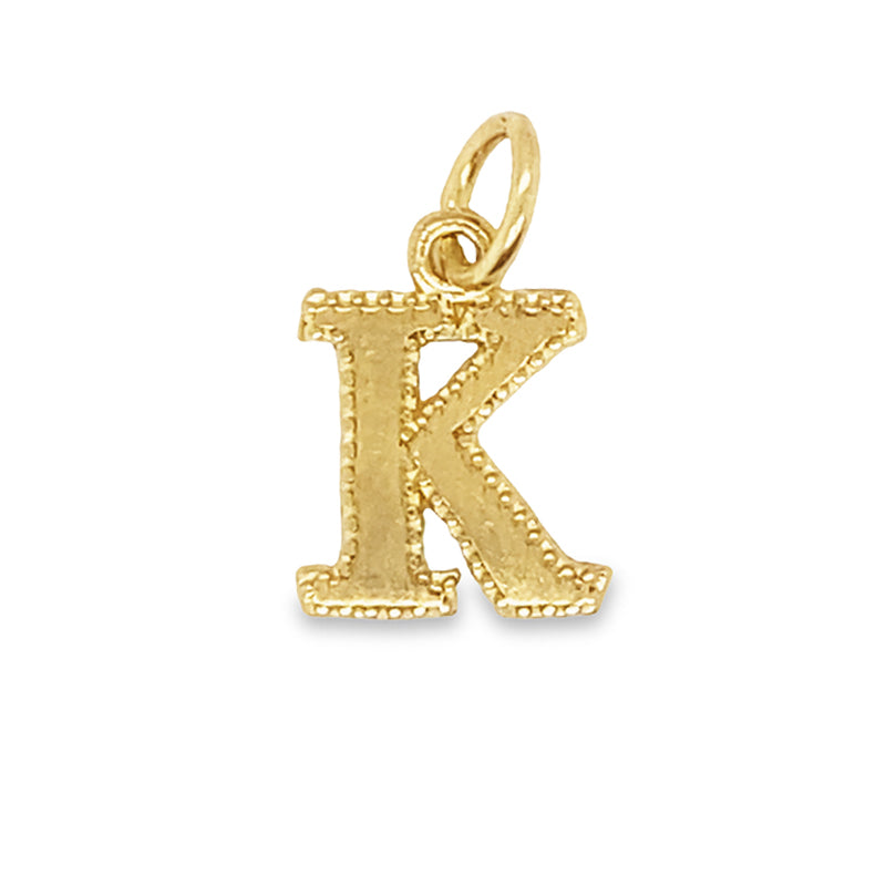 10K Yellow Gold Letter Initial K Pendant