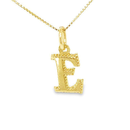 10K Yellow Gold Initial Letter E Pendant