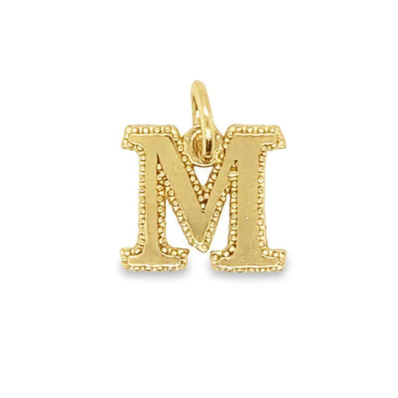 10K Yellow Gold Initial Letter M Pendant