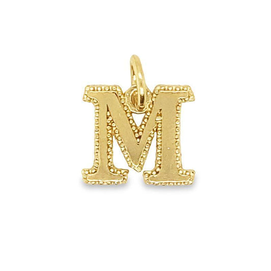 10K Yellow Gold Initial Letter M Pendant
