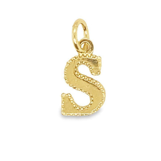10K Yellow Gold Initial Letter S Pendant