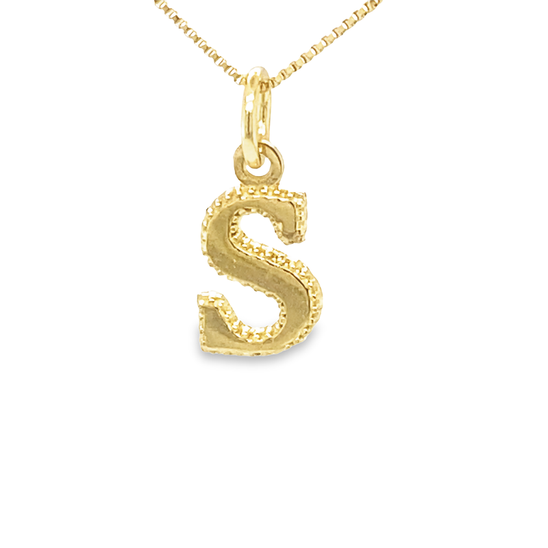 10K Yellow Gold Initial Letter S Pendant