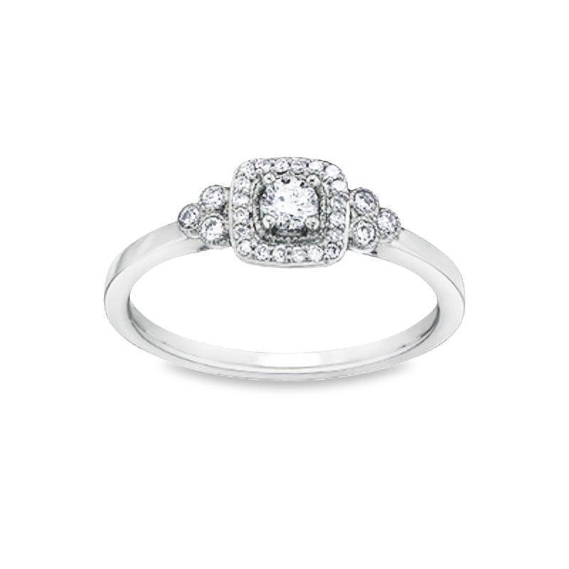 10K White Gold 0.23TDW Canadian Diamond Wedding Set