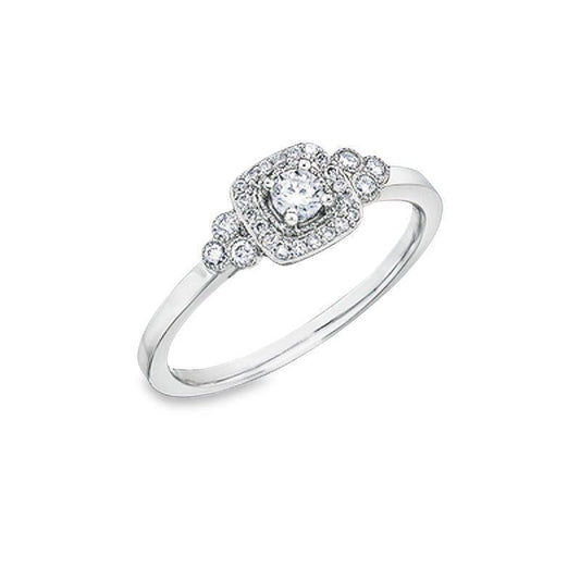 10K White Gold 0.23TDW Canadian Diamond Wedding Set