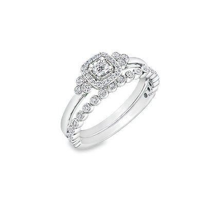 10K White Gold 0.23TDW Canadian Diamond Wedding Set