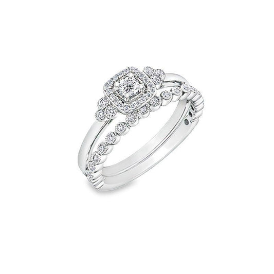 10K White Gold 0.23TDW Canadian Diamond Wedding Set