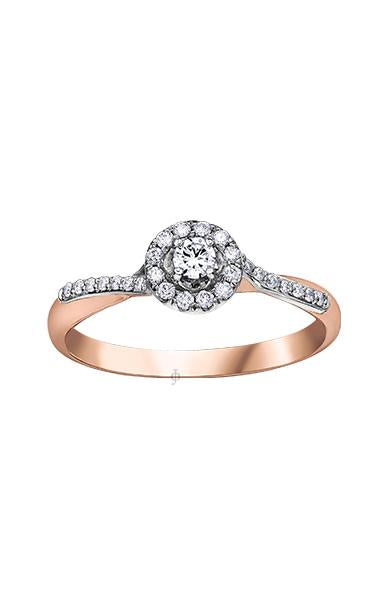 10K Rose Gold 0.25TDW Canadian Diamond Halo Engagement ring
