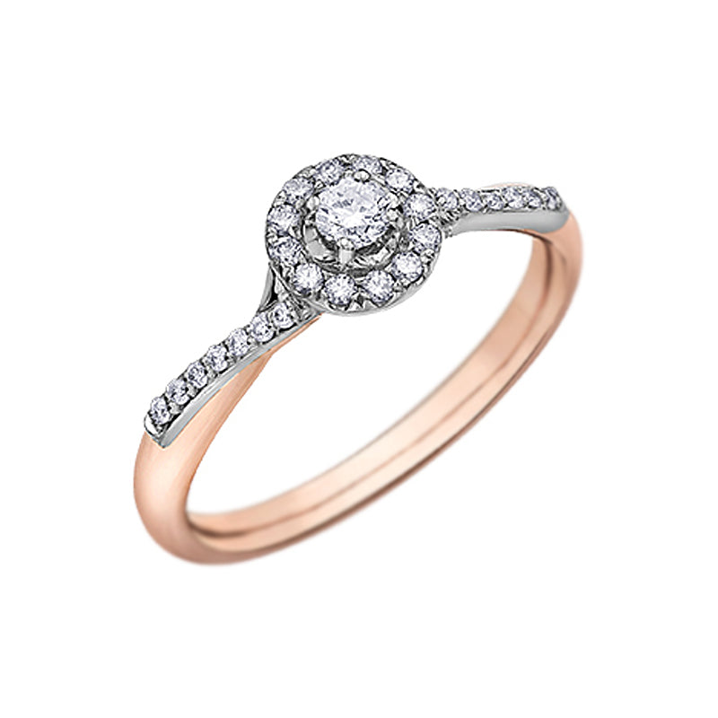 10K Rose Gold 0.25TDW Canadian Diamond Halo Engagement ring