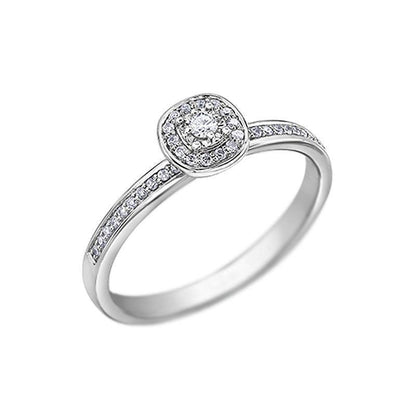 10K White Gold 0.13TDW Canadian Diamond Halo Promise Ring