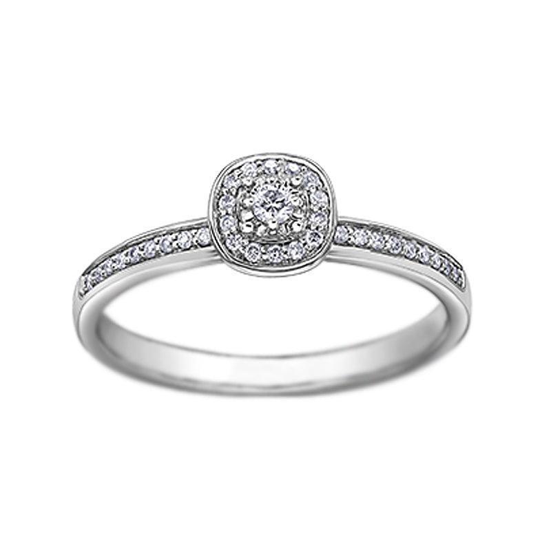 10K White Gold 0.13TDW Canadian Diamond Halo Promise Ring